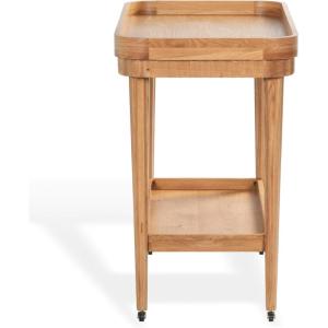 SAFAVIEH Couture Collection – Felicia Briana Natural Brown Bar Cart, 2-Shelf Serving Cart on Wheels (SFV4247A)(Natural)