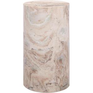 SAFAVIEH Couture Collection – Leah Bryanna White & Brown Marble Accent Table, Round Drink Table, Sculptural Pedestal Design (SFV9750B)(White/Brown)