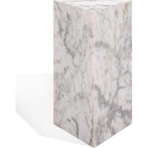 SAFAVIEH Couture Collection – Leah Bryanna White & Brown Marble Accent Table, Triangle Top Drink Table, Sculptural Pedestal Design (SFV9751B)(White)