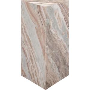 SAFAVIEH Couture Collection – Leah Bryanna White & Brown Marble Accent Table, Triangle Top Drink Table, Sculptural Pedestal Design (SFV9751B)(White/Brown)