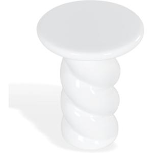 SAFAVIEH Couture Collection – Noelly Olive Green Concrete Accent Table, Contemporary Swirl Pedestal Side Table, High Gloss Finish, Fully Assembled (SFV2621C)(White)