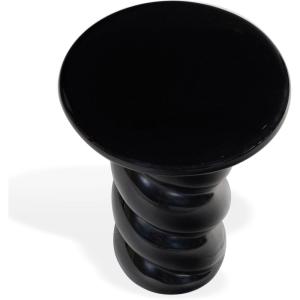 SAFAVIEH Couture Collection – Noelly Olive Green Concrete Accent Table, Contemporary Swirl Pedestal Side Table, High Gloss Finish, Fully Assembled (SFV2621C)(Black)