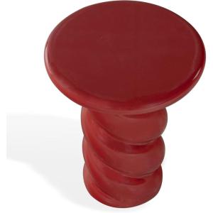SAFAVIEH Couture Collection – Noelly Olive Green Concrete Accent Table, Contemporary Swirl Pedestal Side Table, High Gloss Finish, Fully Assembled (SFV2621C)(Red)