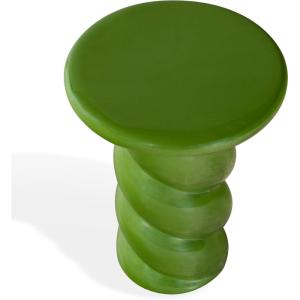 SAFAVIEH Couture Collection – Noelly Olive Green Concrete Accent Table, Contemporary Swirl Pedestal Side Table, High Gloss Finish, Fully Assembled (SFV2621C)(Olive Green)