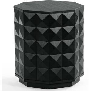 SAFAVIEH Couture Collection – Patty Black Accent Table, Octagonal Side Table, Carved Design, Fully Assembled (SFV7252A)(Black)