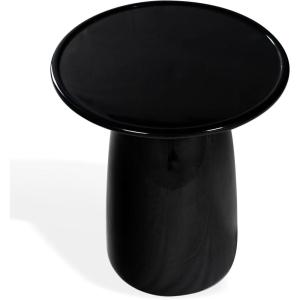 SAFAVIEH Couture Collection – Stephan Olive Green Concrete Accent Table, Sculptural High Gloss Finish, Modern Round Top, Fully Assembled (SFV2617B)(Black)