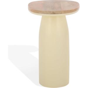 SAFAVIEH Couture Collection – Veronica Wood & Lacquer Accent Table, Modern Organic Style, Sculptural Pedestal Design (SFV5787A)(Natural/White)