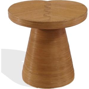 SAFAVIEH Couture Collection – Vyvianna Natural Rattan Pedestal Accent Table, Fully Assembled Round Side Table for Living Room, Bedroom or Lounge Space (CWK3031A)(Natural)