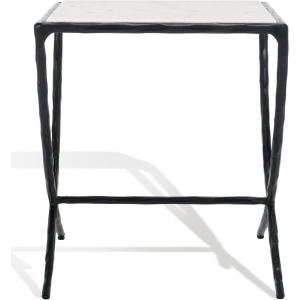 SAFAVIEH Couture Collection Debbie White/Brass Square Metal Accent Table (Fully Assembled)(Black/White)