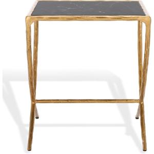 SAFAVIEH Couture Collection Debbie White/Brass Square Metal Accent Table (Fully Assembled)(Brass/Black)