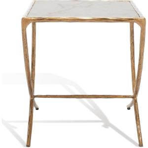SAFAVIEH Couture Collection Debbie White/Brass Square Metal Accent Table (Fully Assembled)(White/Brass)