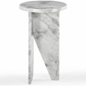 SAFAVIEH Couture Collection Devlin Red Marble Drink Table (Fully Assembled)(White)