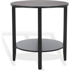 SAFAVIEH Couture Collection Leonardi Natural Brown Round Top Accent Table(Black)
