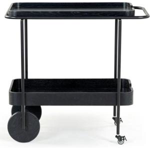 SAFAVIEH Couture Collection Malek Black 2-Shelf Bar Cart with Wheels(Black)