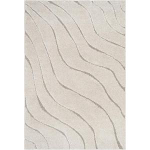 SAFAVIEH Florida Shag Collection Area Rug – 8’6″ x 12′, Dark Blue & Cream, Non-Shedding & Easy Care, 1.2-inch Thick Ideal for High Traffic Areas in Living Room, Bedroom (SG472-6511)(Cream/Beige)