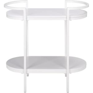 SAFAVIEH Home Collection – Inessa Black & Natural Oval 2-Tier Bar Cart, Modern Metal Serving Cart, Sleek Entertaining Design (BCT2503F)(White)