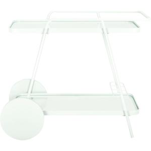 SAFAVIEH Home Collection – Zunia White & Glass 2-Tier Bar Cart, Modern Metal Serving Cart, Sleek Contemporary Design (BCT2504E)(Soft Mint/Glass)