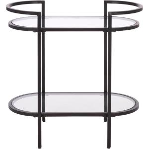 SAFAVIEH Home Collection Inessa Black/Black 2-Tier Bar Cart(Black/Clear)