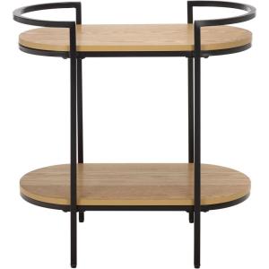 SAFAVIEH Home Collection Inessa Black/Black 2-Tier Bar Cart(Black/Natural)