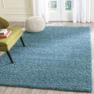 SAFAVIEH Laguna Shag Collection Area Rug – 8′ x 10′, Sand, Solid Design, Non-Shedding & Easy Care, 2-inch Thick Ideal for High Traffic Areas in Living Room, Bedroom (SGL303C)(Turquoise)
