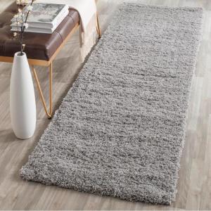 SAFAVIEH Laguna Shag Collection Area Rug – 8′ x 10′, Sand, Solid Design, Non-Shedding & Easy Care, 2-inch Thick Ideal for High Traffic Areas in Living Room, Bedroom (SGL303C)(Silver)