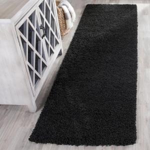 SAFAVIEH Laguna Shag Collection Area Rug – 8′ x 10′, Sand, Solid Design, Non-Shedding & Easy Care, 2-inch Thick Ideal for High Traffic Areas in Living Room, Bedroom (SGL303C)(Black)