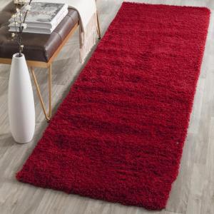SAFAVIEH Laguna Shag Collection Area Rug – 8′ x 10′, Sand, Solid Design, Non-Shedding & Easy Care, 2-inch Thick Ideal for High Traffic Areas in Living Room, Bedroom (SGL303C)(Red)