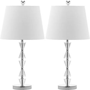 SAFAVIEH Lighting Collection Deco Prisms Modern Glam Crystal 21-inch Bedroom Living Room Home Office Desk Nightstand Table Lamp Set of 2 (LED Bulbs Included)