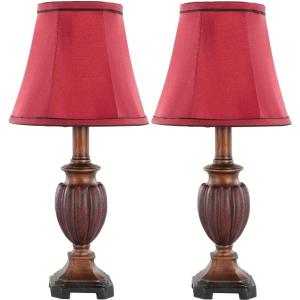 SAFAVIEH Lighting Collection Hermione Cherry Urn/ Red Shade 16-inch Bedroom Living Room Home Office Desk Nightstand Table Lamp Set of 2 (LED Bulbs Included)