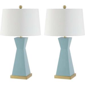SAFAVIEH Lighting Collection Onder Grey/Gold 27-inch Table Lamp Set of 2(Robins Egg Blue – Set of 2)