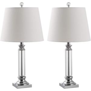 SAFAVIEH Lighting Collection Zara Modern Farmhouse Crystal 24-inch Bedroom Living Room Home Office Desk Nightstand Table Lamp Set of 2 (LED Bulbs Included)