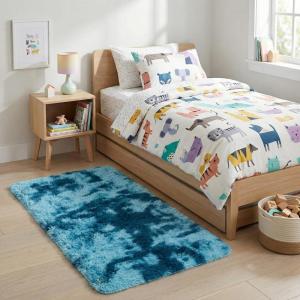 SAFAVIEH Rainbow Shag Collection Area Rug – 8′ x 10′, Light Beige, Slip Resistant, Non-Shedding & Easy Care, 1.6-inch Thick, Ideal for Living Room, Bedroom, Home Office, Dining Space (RBO100A-8)(Blue)