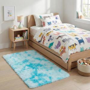 SAFAVIEH Rainbow Shag Collection Area Rug – 8′ x 10′, Light Beige, Slip Resistant, Non-Shedding & Easy Care, 1.6-inch Thick, Ideal for Living Room, Bedroom, Home Office, Dining Space (RBO100A-8)(Aqua)