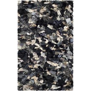 SAFAVIEH Rio Shag Collection Area Rug – 5′ x 8′, Green & Multi, Handmade Decorative, 3.5-inch Thick Ideal for High Traffic Areas in Living Room, Bedroom (SG951A)(Dark Grey/Multi)