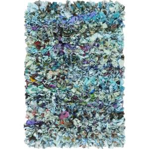 SAFAVIEH Rio Shag Collection Area Rug – 5′ x 8′, Green & Multi, Handmade Decorative, 3.5-inch Thick Ideal for High Traffic Areas in Living Room, Bedroom (SG951A)(Blue/Multi)