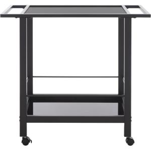 Safavieh Home Collection Gaelle Matte Gold/Black 2-Tier Bar Cart with Handle(Matte Black/Black)