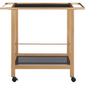 Safavieh Home Collection Gaelle Matte Gold/Black 2-Tier Bar Cart with Handle(Matte Gold/Black)