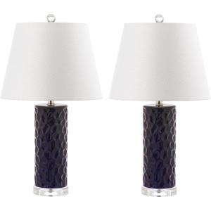 Safavieh Lighting Collection Dixon Navy White and Navy Base Table Lamp, Set of 2(Navy – Set of 2)