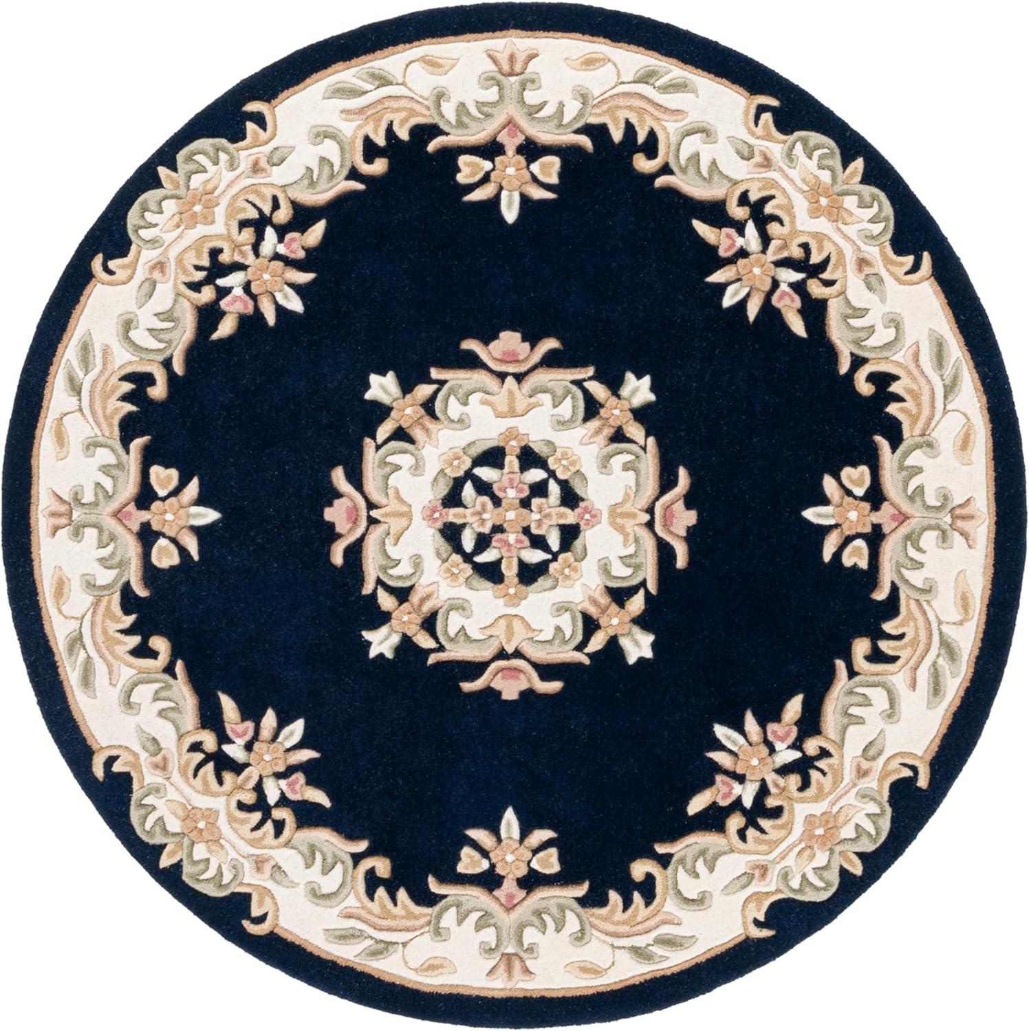 image:imageSAFAVIEH 8x10 Area Rug Aubusson Collection Large Peach amp Ivory Handmade Wool Ideal for Living Room Bedroom Dining Space AUB301SNavyIvory