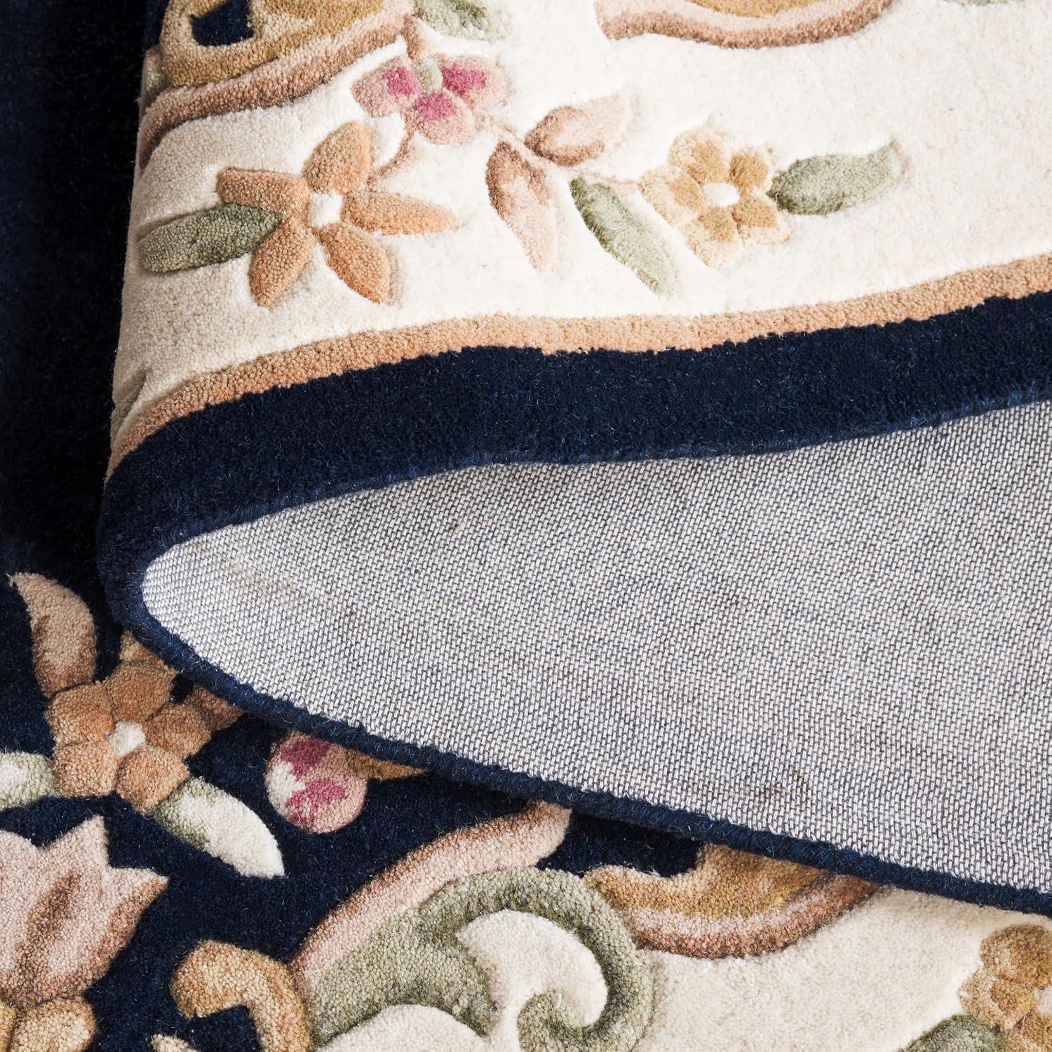 image:imageSAFAVIEH 8x10 Area Rug Aubusson Collection Large Peach amp Ivory Handmade Wool Ideal for Living Room Bedroom Dining Space AUB301SNavyIvory