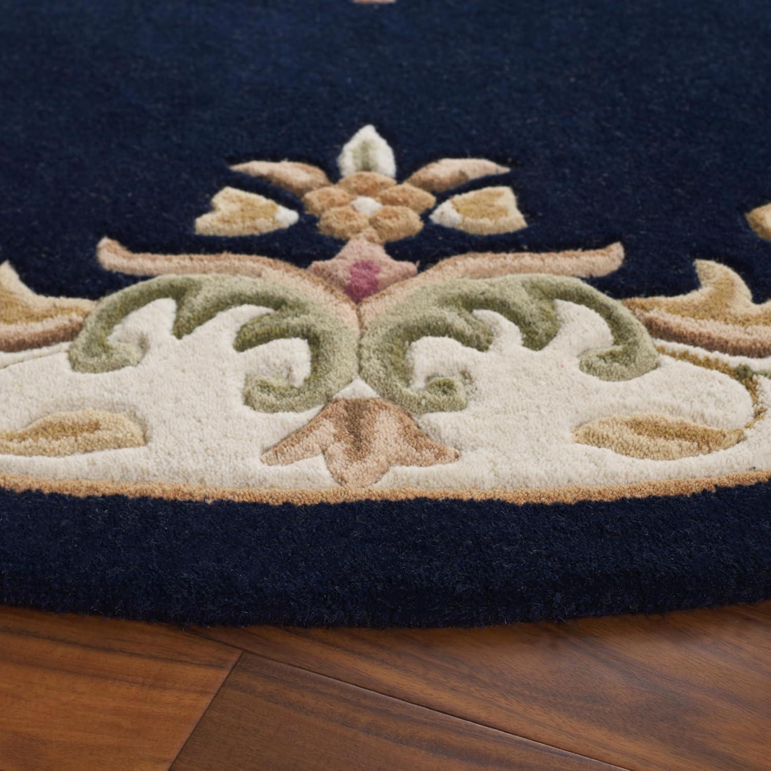 image:imageSAFAVIEH 8x10 Area Rug Aubusson Collection Large Peach amp Ivory Handmade Wool Ideal for Living Room Bedroom Dining Space AUB301SNavyIvory
