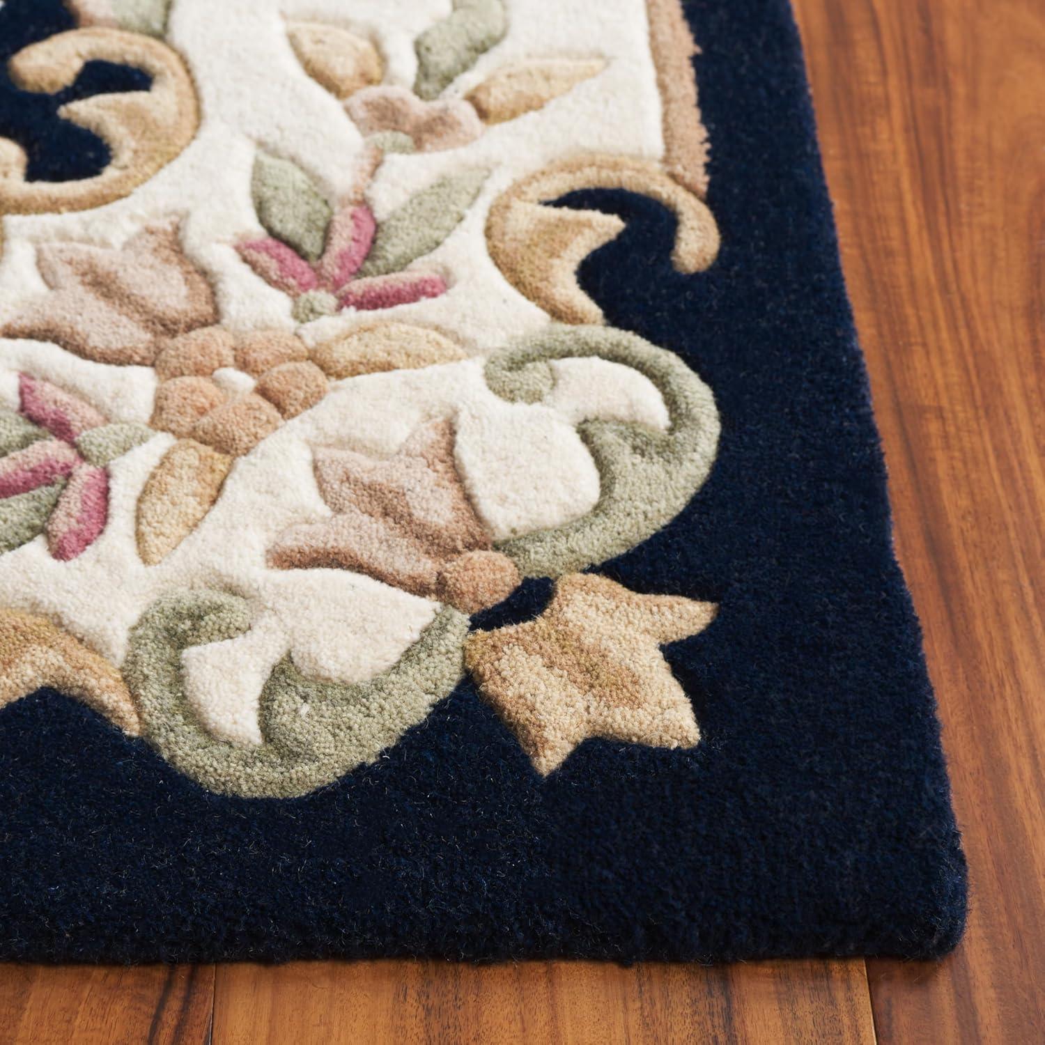 image:imageSAFAVIEH 8x10 Area Rug Aubusson Collection Large Peach amp Ivory Handmade Wool Ideal for Living Room Bedroom Dining Space AUB301SNavyIvory