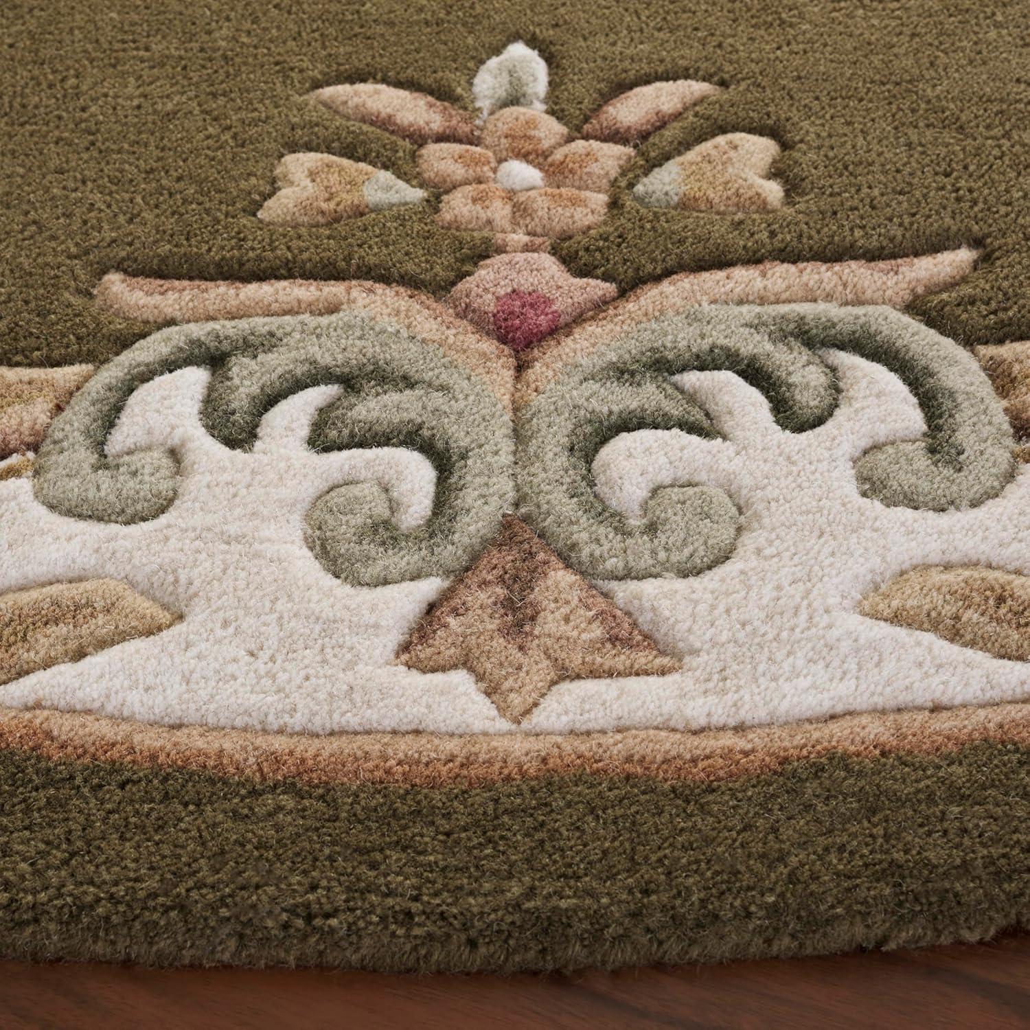 image:imageSAFAVIEH 8x10 Area Rug Aubusson Collection Large Peach amp Ivory Handmade Wool Ideal for Living Room Bedroom Dining Space AUB301SOliveIvory