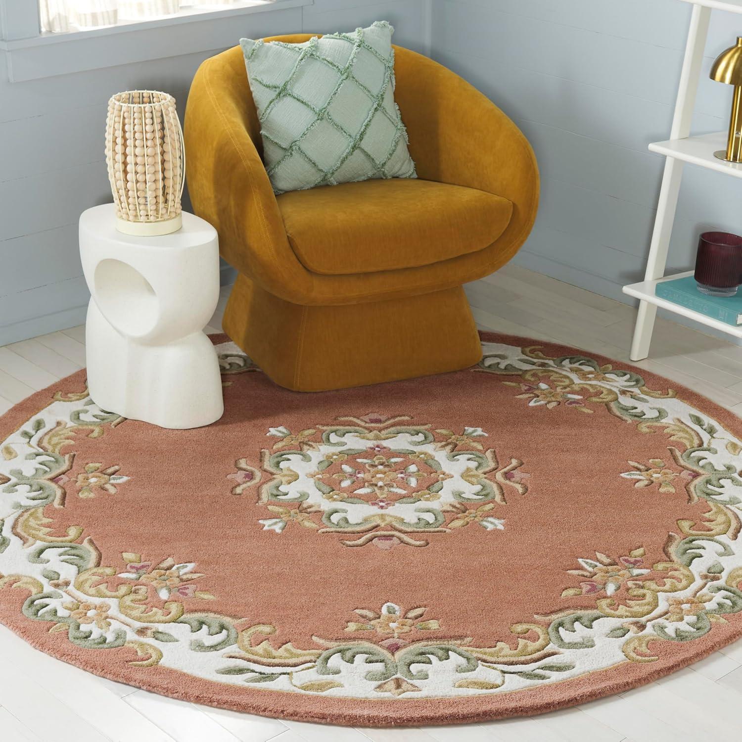 image:imageSAFAVIEH 8x10 Area Rug Aubusson Collection Large Peach amp Ivory Handmade Wool Ideal for Living Room Bedroom Dining Space AUB301SPeachIvory