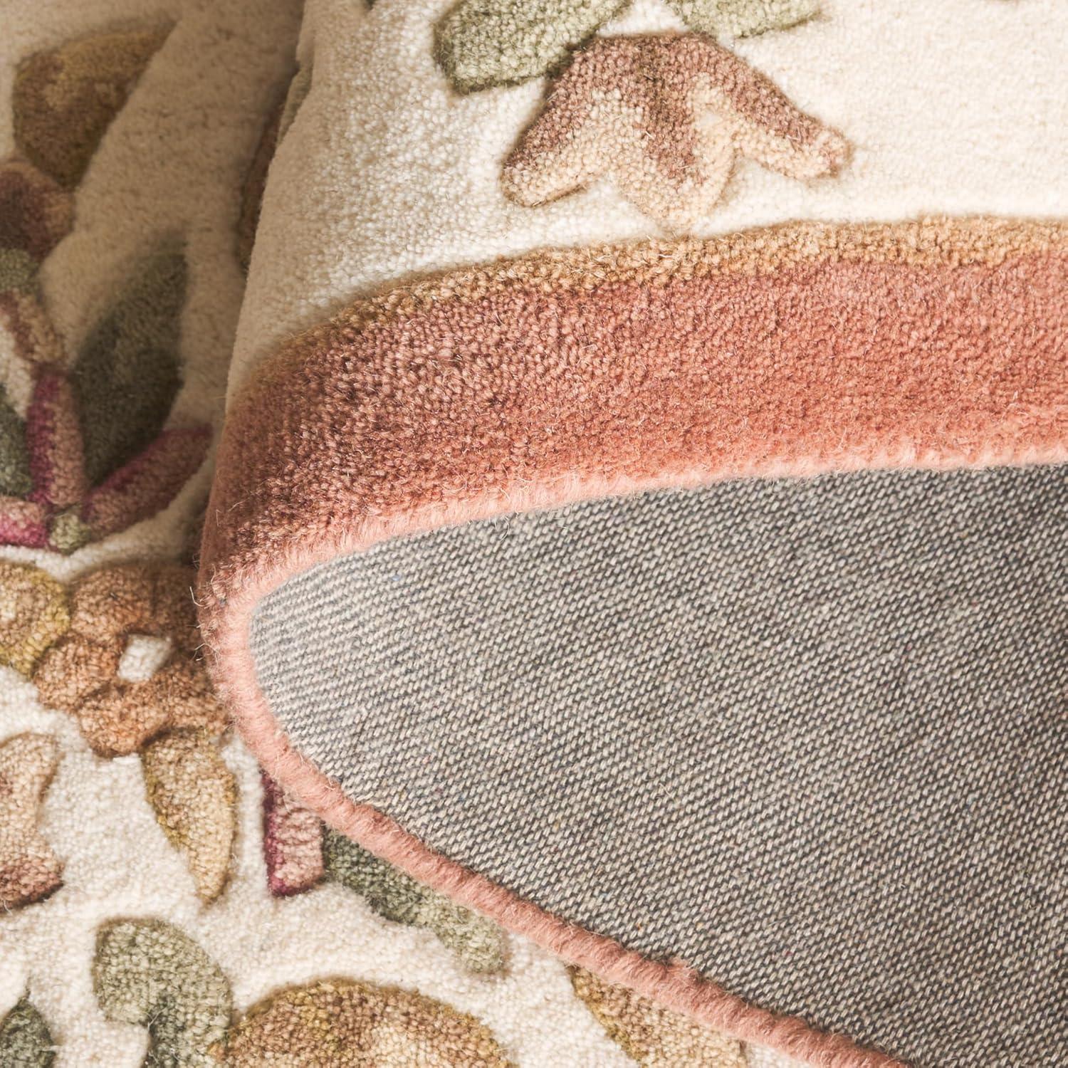 image:imageSAFAVIEH 8x10 Area Rug Aubusson Collection Large Peach amp Ivory Handmade Wool Ideal for Living Room Bedroom Dining Space AUB301SPeachIvory