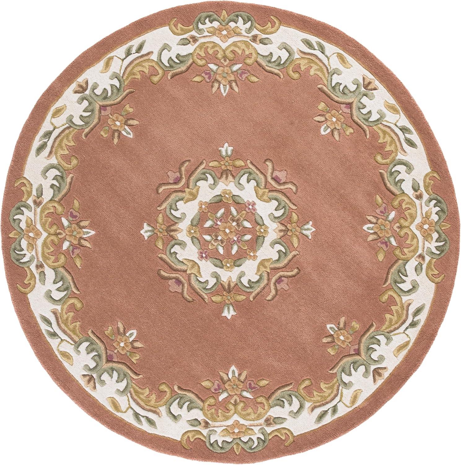 image:imageSAFAVIEH 8x10 Area Rug Aubusson Collection Large Peach amp Ivory Handmade Wool Ideal for Living Room Bedroom Dining Space AUB301SPeachIvory