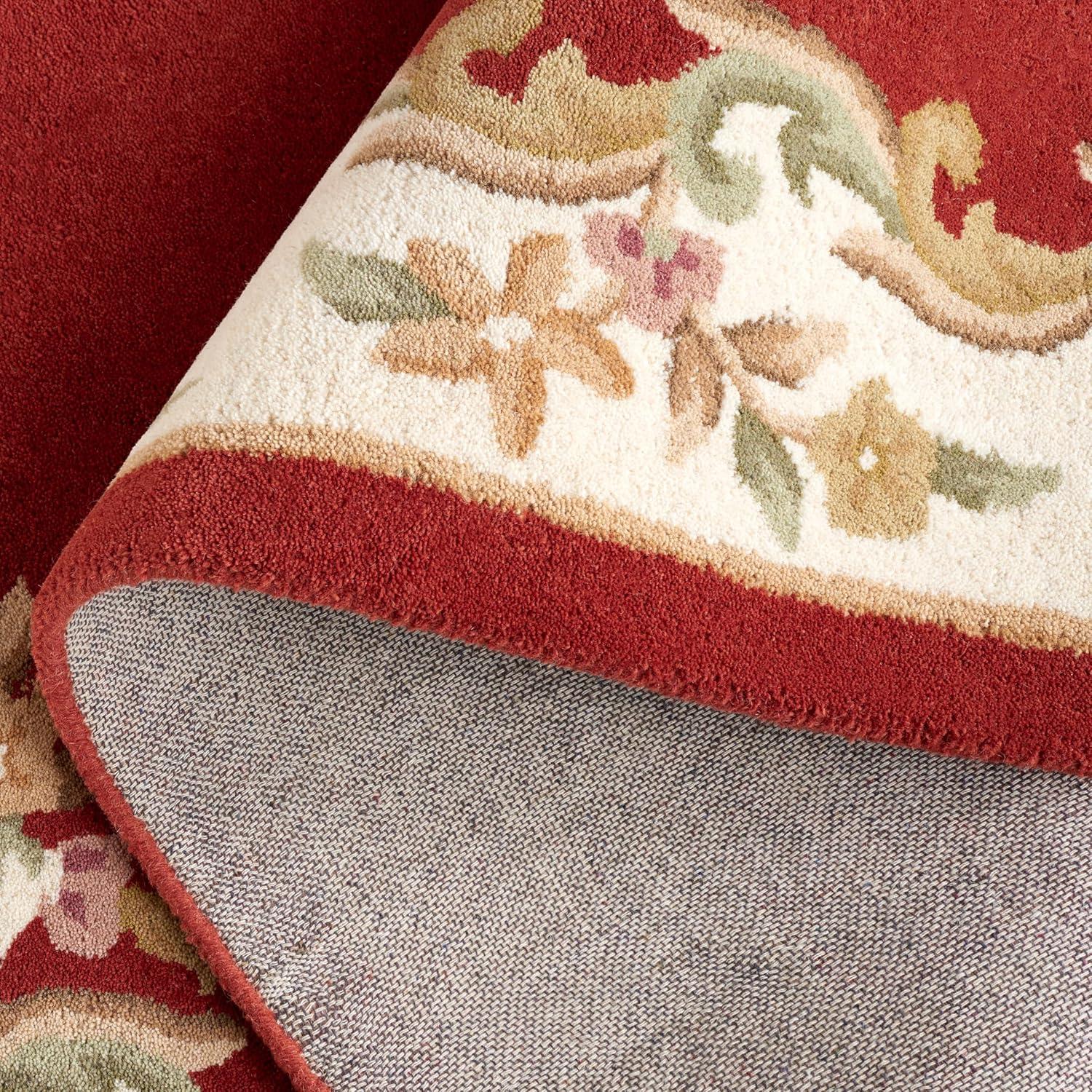 image:imageSAFAVIEH 8x10 Area Rug Aubusson Collection Large Peach amp Ivory Handmade Wool Ideal for Living Room Bedroom Dining Space AUB301SRustIvory