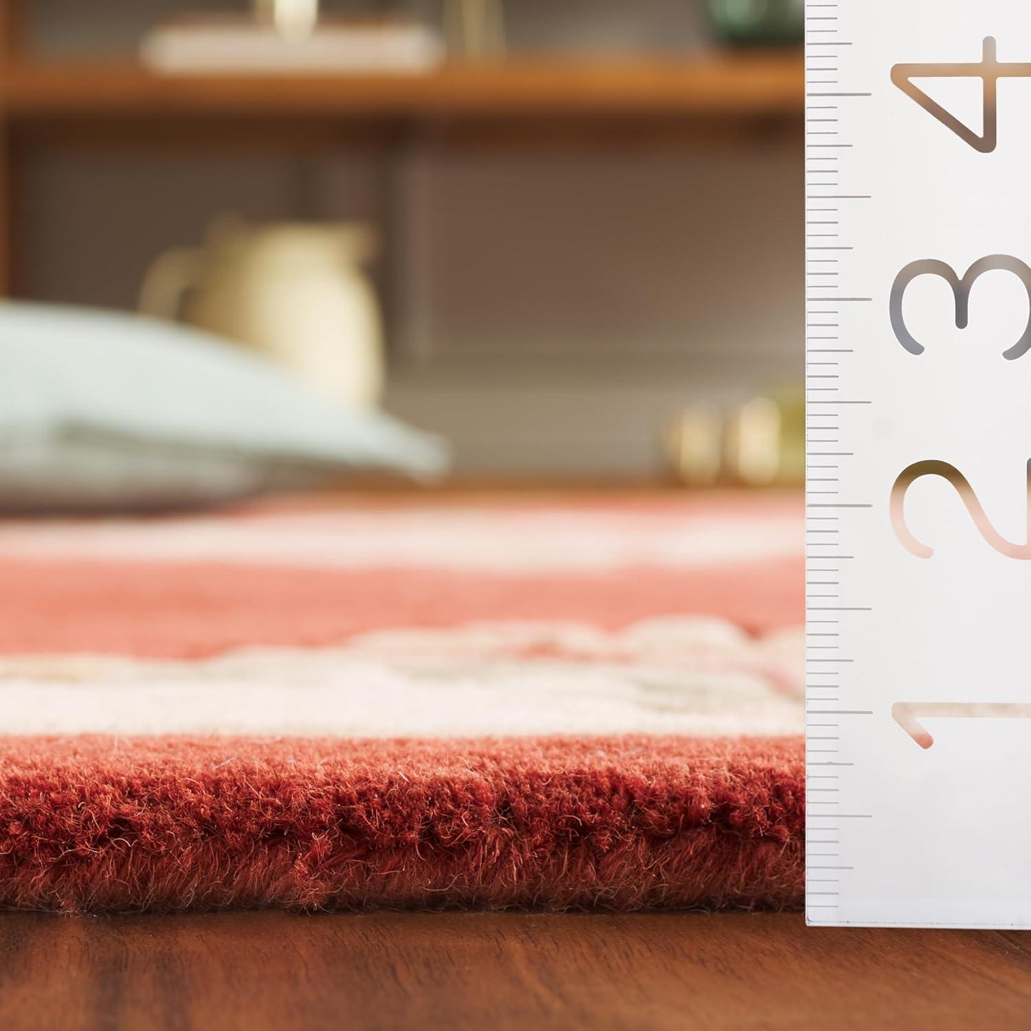 image:imageSAFAVIEH 8x10 Area Rug Aubusson Collection Large Peach amp Ivory Handmade Wool Ideal for Living Room Bedroom Dining Space AUB301SRustIvory