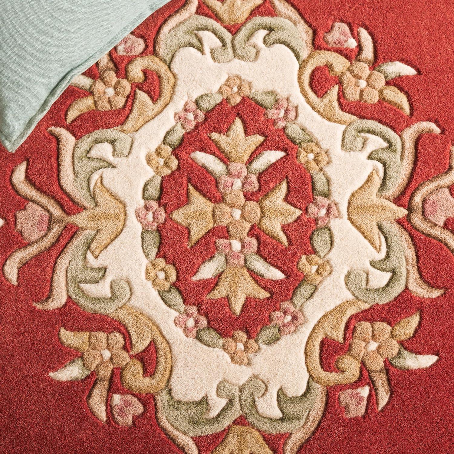 image:imageSAFAVIEH 8x10 Area Rug Aubusson Collection Large Peach amp Ivory Handmade Wool Ideal for Living Room Bedroom Dining Space AUB301SRustIvory