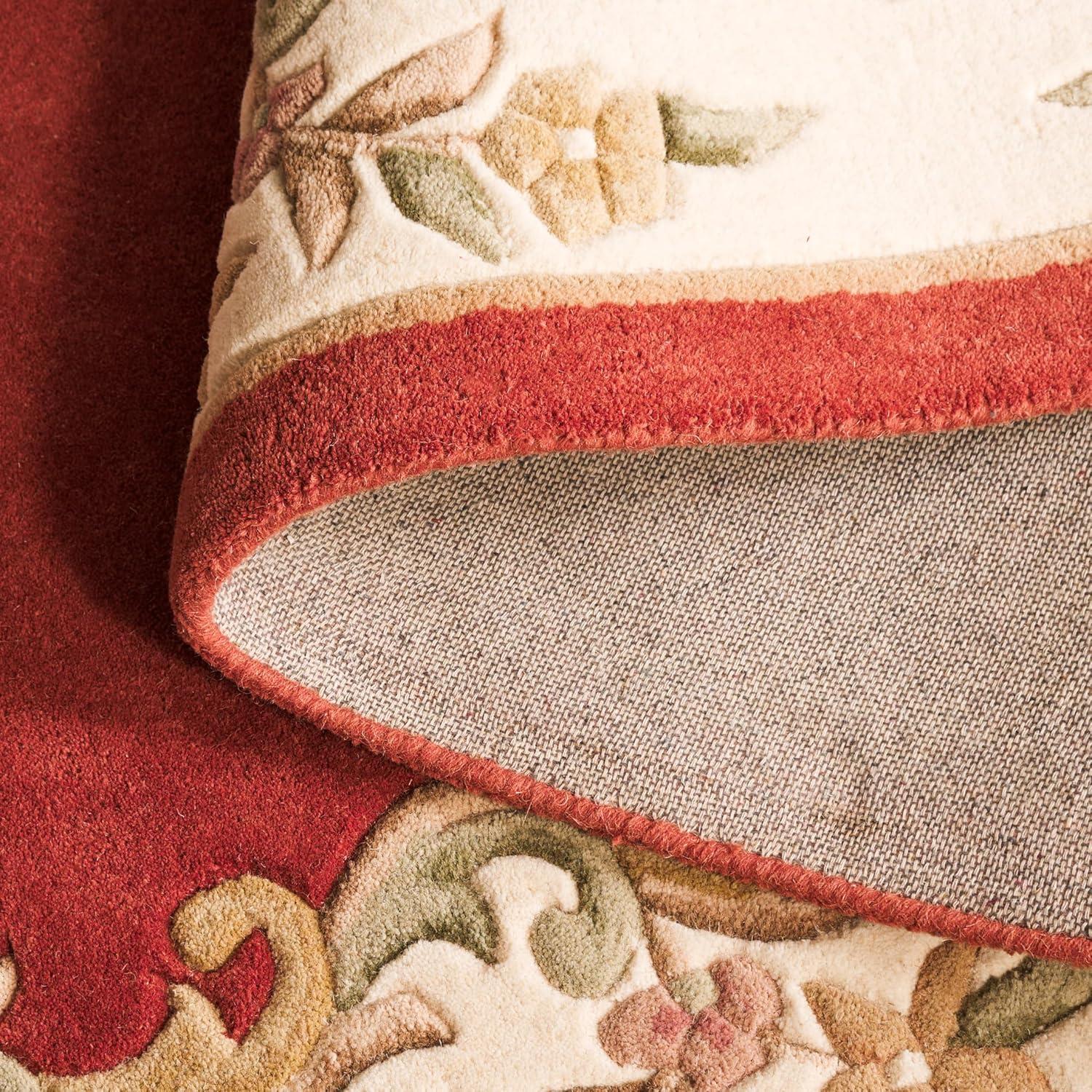 image:imageSAFAVIEH 8x10 Area Rug Aubusson Collection Large Peach amp Ivory Handmade Wool Ideal for Living Room Bedroom Dining Space AUB301SRustIvory